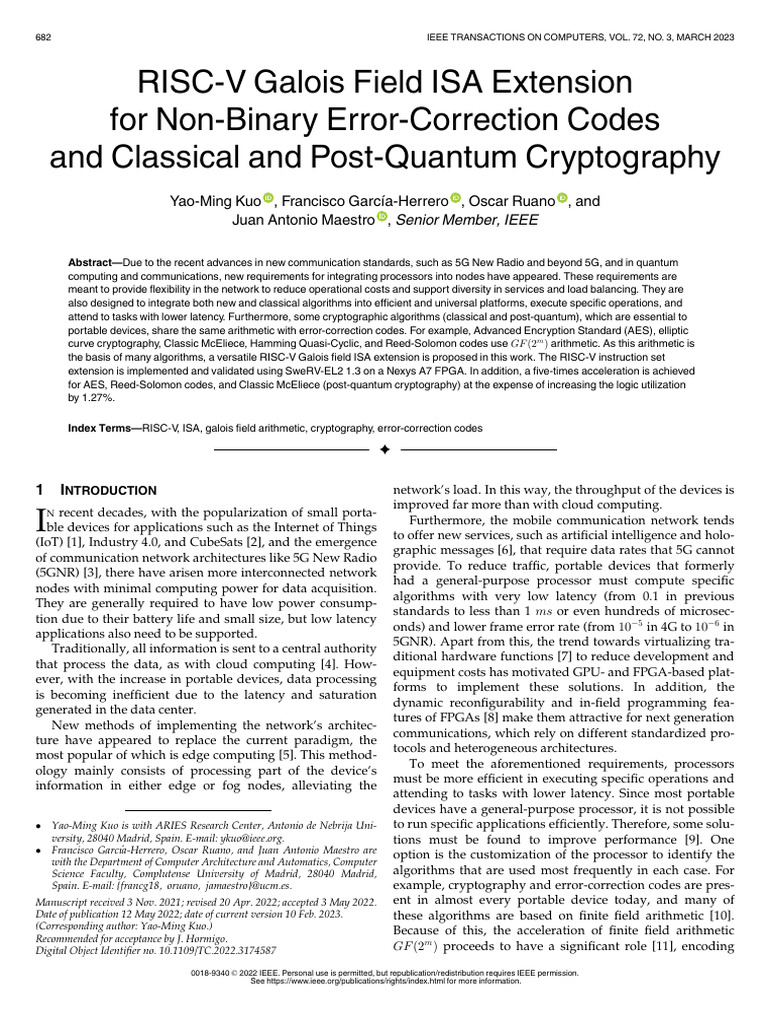 RISC-V Galois Field ISA Extension For Non-Binary Error-Correction Codes ...