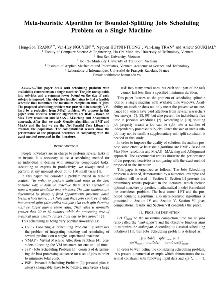 LARGE BF Meta Heuristic Algorithm For Bounded Splitting Jobs Scheduling ...