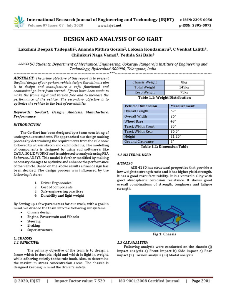 IRJET Design and Analysis of Go Kart | PDF | Strength Of Materials | Gear