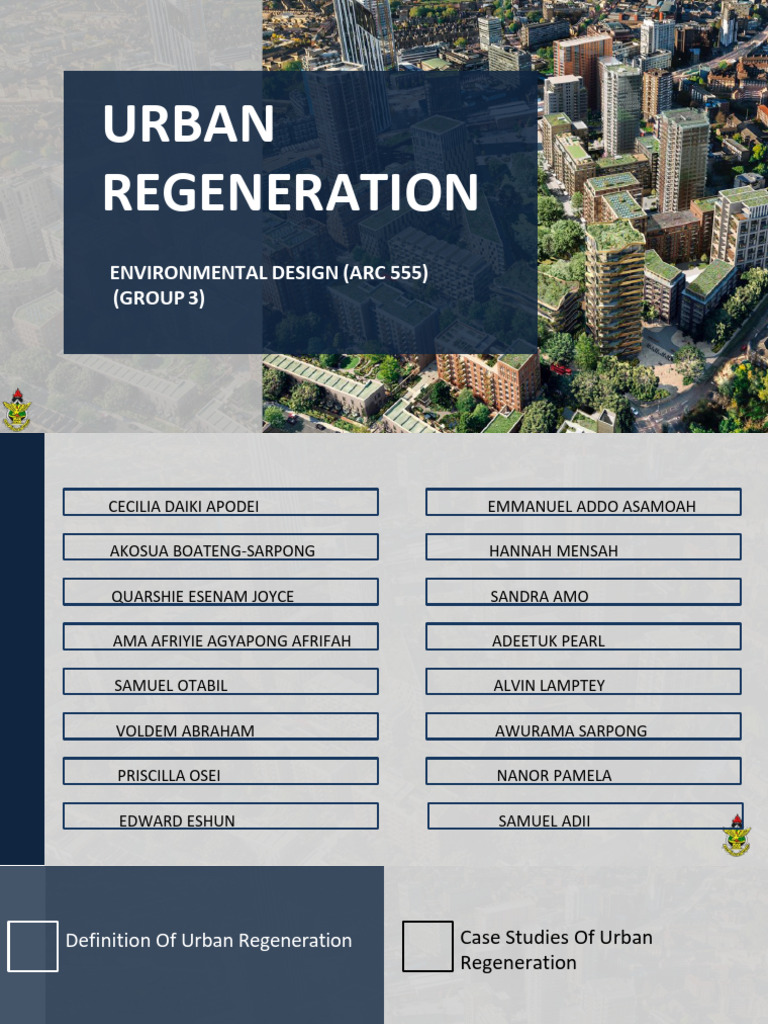 Urban Regeneration - Group 3 | PDF | Urban Renewal | Sustainability
