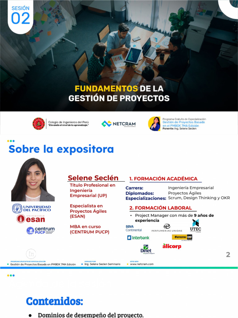 Sesión 02 - Gestión de Proyectos Basado en El PMBOK 7ma Edición | PDF ...