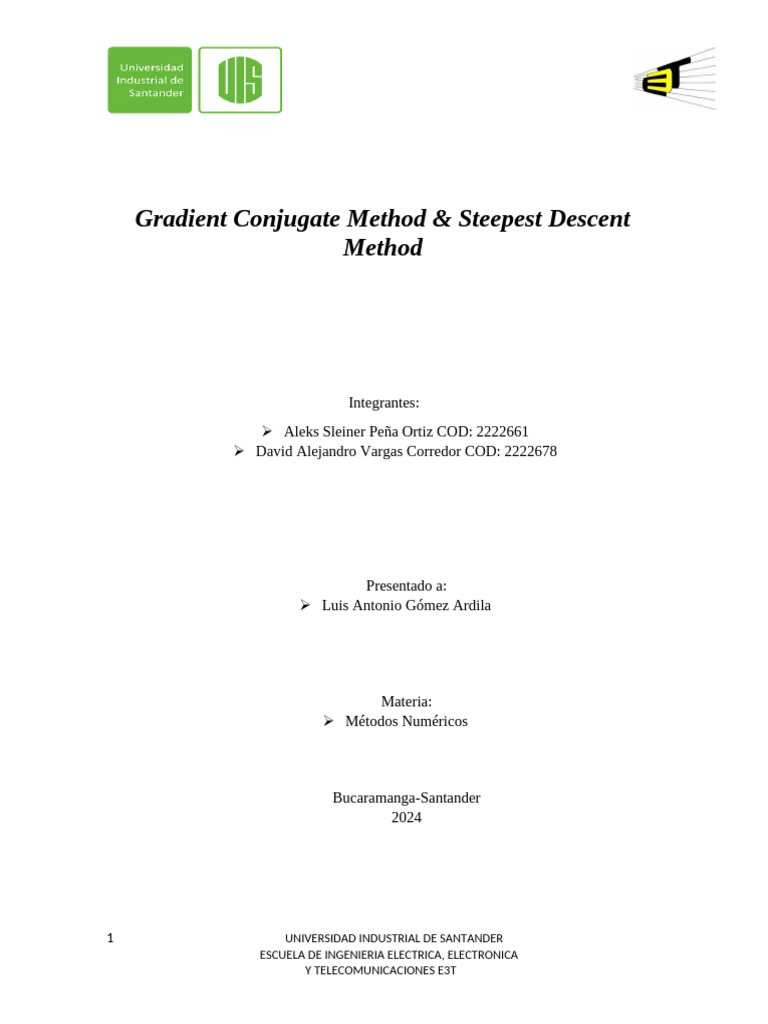 Gradient Conjugate Method | PDF | Vector Euclidiano | Optimización ...