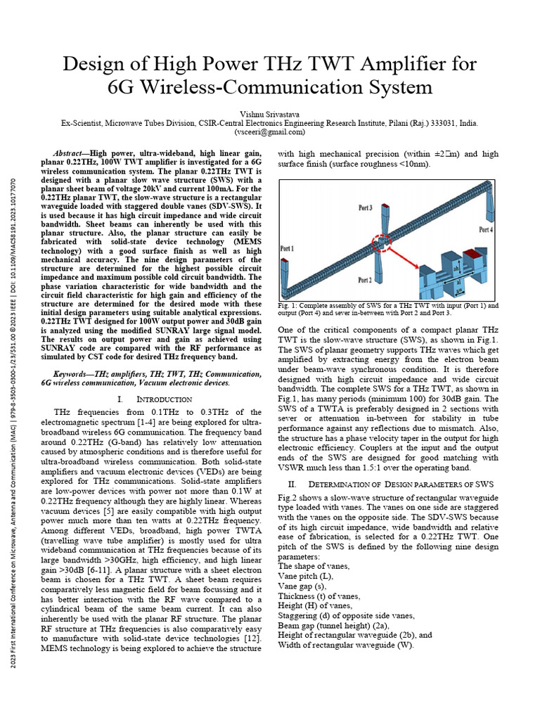 Design of High Power THZ TWT Amplifier For 6G Wireless-Communication ...