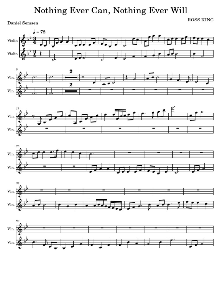 Nothing Ever Can Nothing Ever Will - Violin | PDF