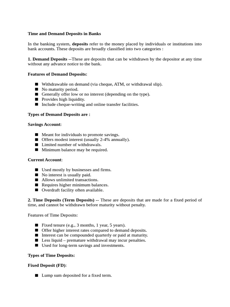 Session No. 10 - Time and Demand Deposits in Banks | PDF | Transaction ...