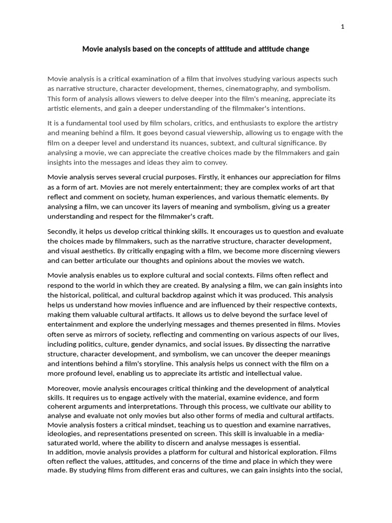 Movie analysis | PDF | Attitude (Psychology) | Feeling