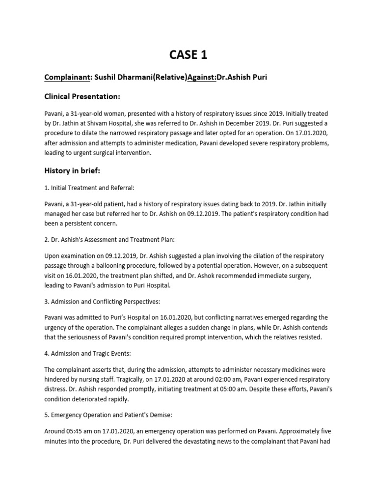 case no 1 ent (1) | PDF | Hospital | Patient