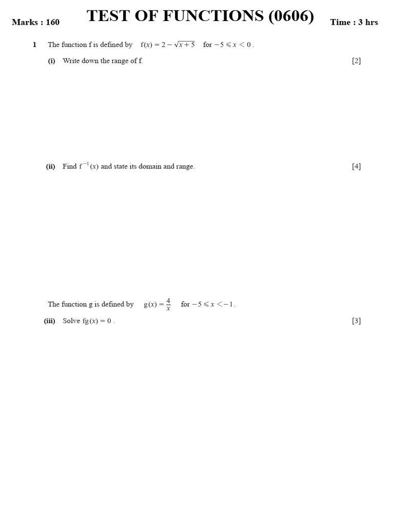 Test 0606 (Functions) 24-01-2026 Final | PDF | Function (Mathematics ...