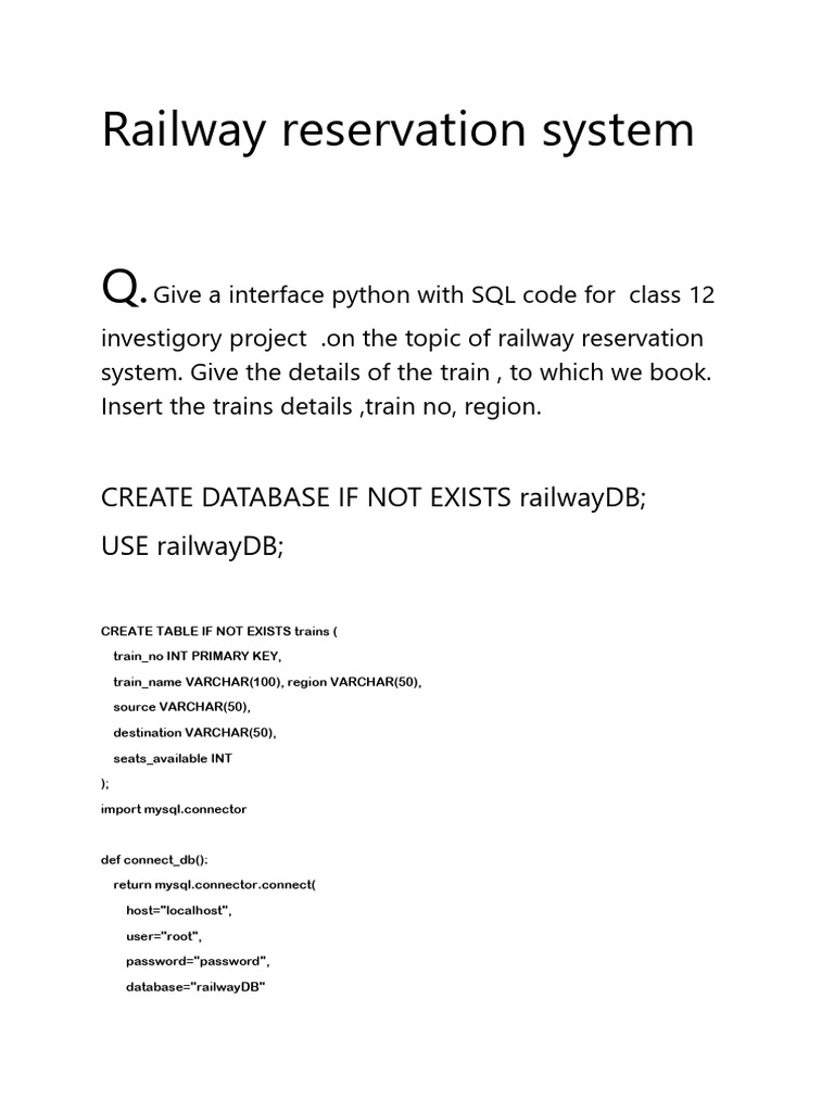 Railway Reservation System | PDF | Ticket (Admission) | Computing