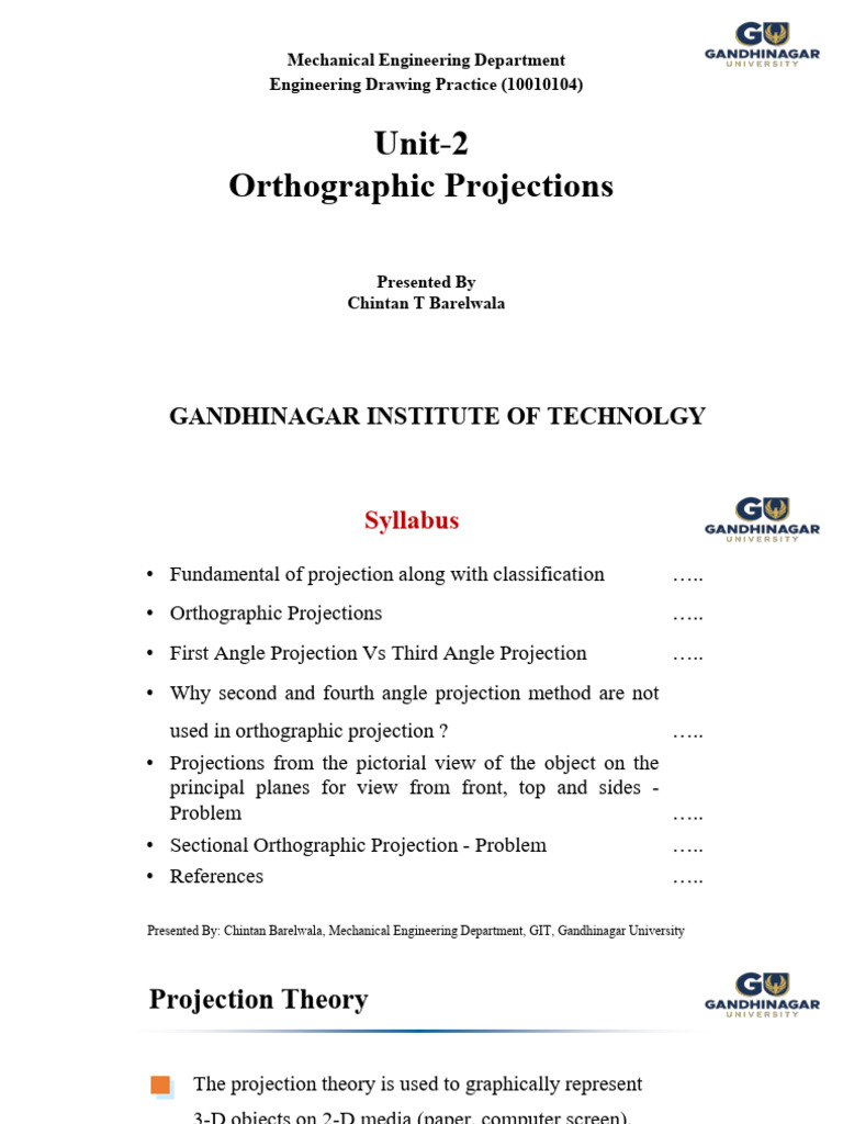 Unit-2 Orthographic Projections - 10010104 - EDP - BTECH 1st Year | PDF ...