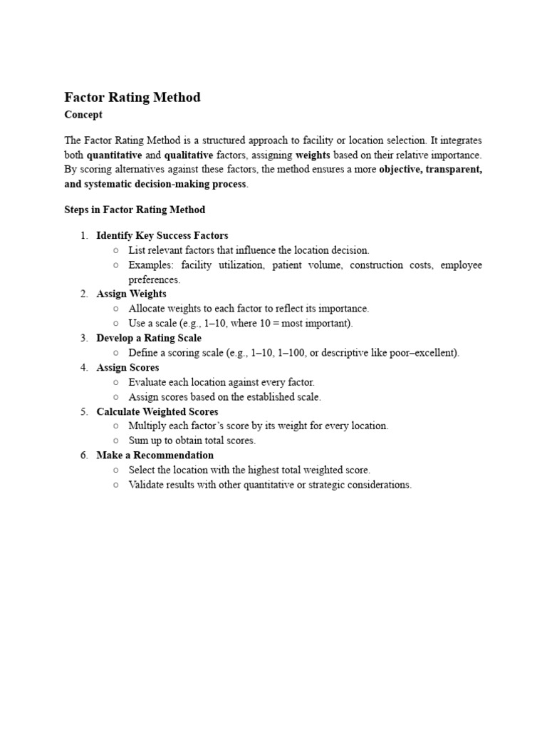 Factor Rating Method | PDF | Quantitative Research | Weighted ...
