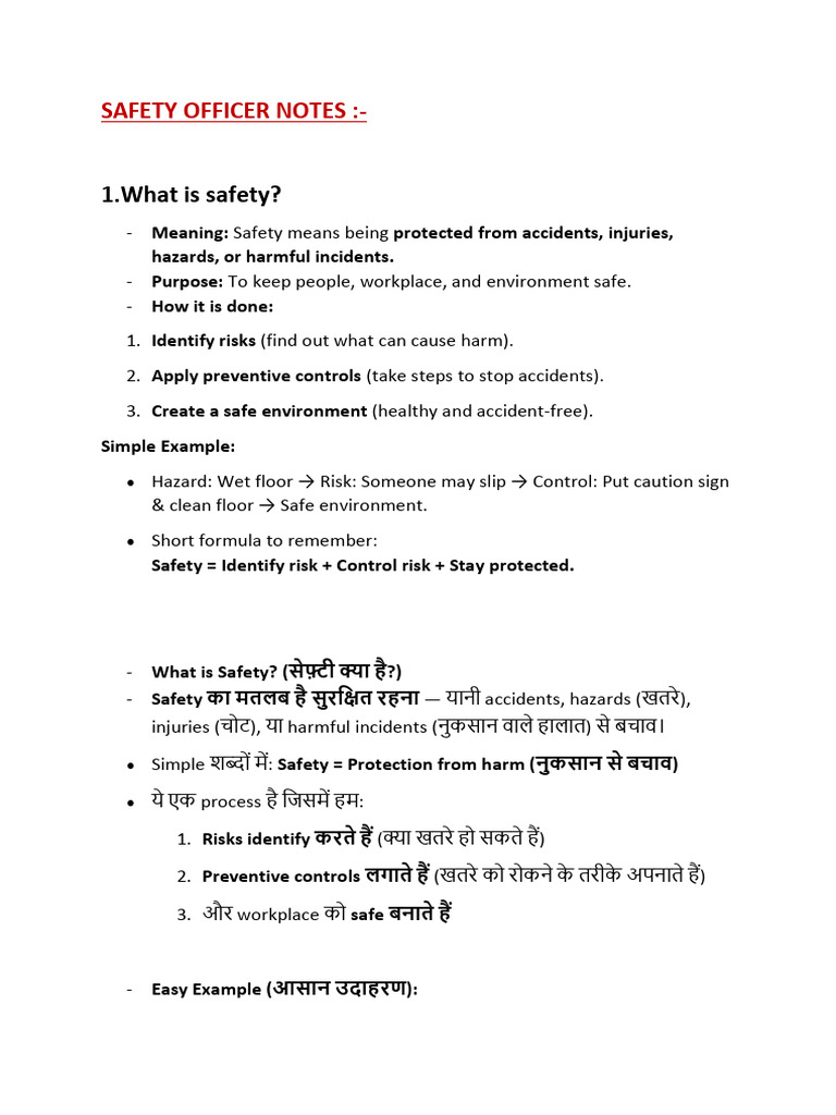 Safety Officer Notes | PDF | Personal Protective Equipment | Hazards
