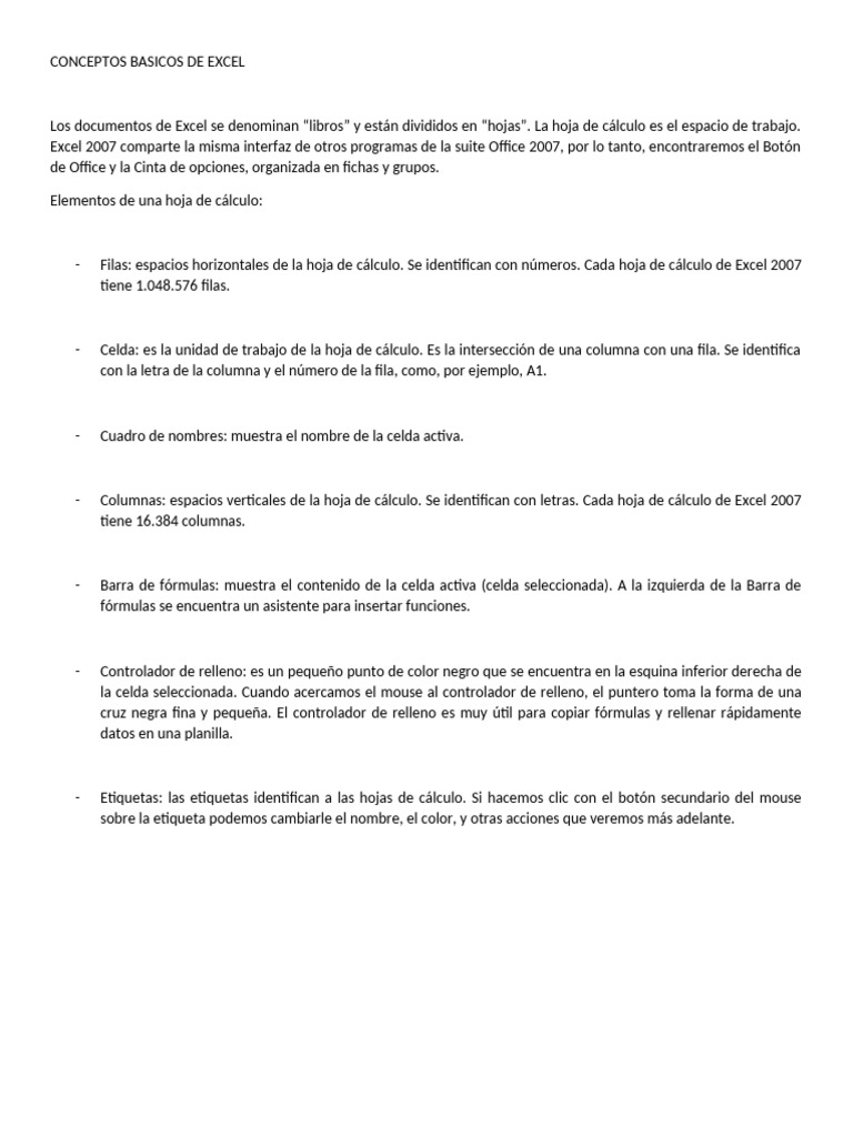 Conceptos Basicos de Excel | PDF