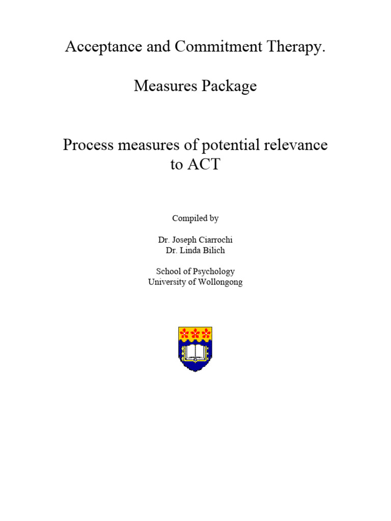 Ciarrochi Bilich ACT Process Measures Package 23.08.11 | PDF | Coping ...