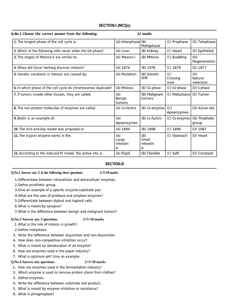 9th Bio T3 Chapter 04+07 | PDF | Meiosis | Enzyme
