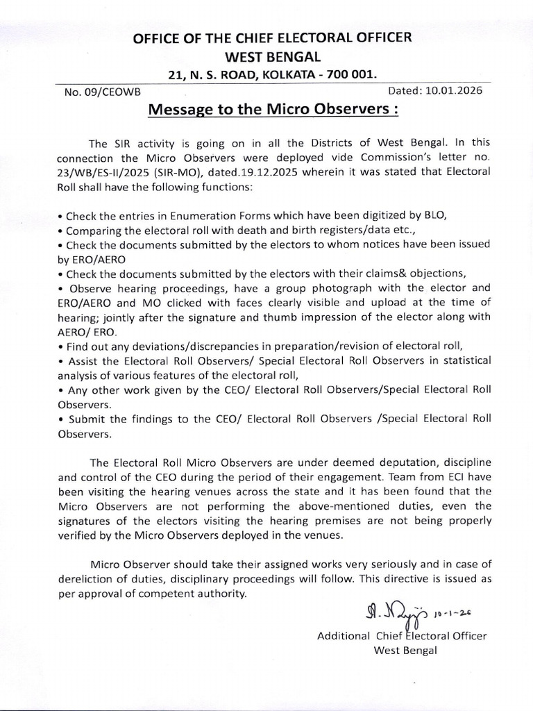 Message To The Micro Observer Icw SIR 2026 | PDF