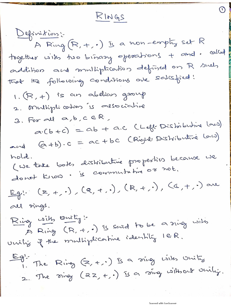 Rings 1st Sem Notes | PDF