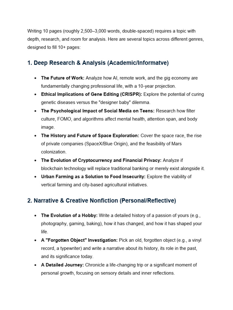 Writing 10 Pages (Roughly 2 | PDF | Narrative | Designer Baby