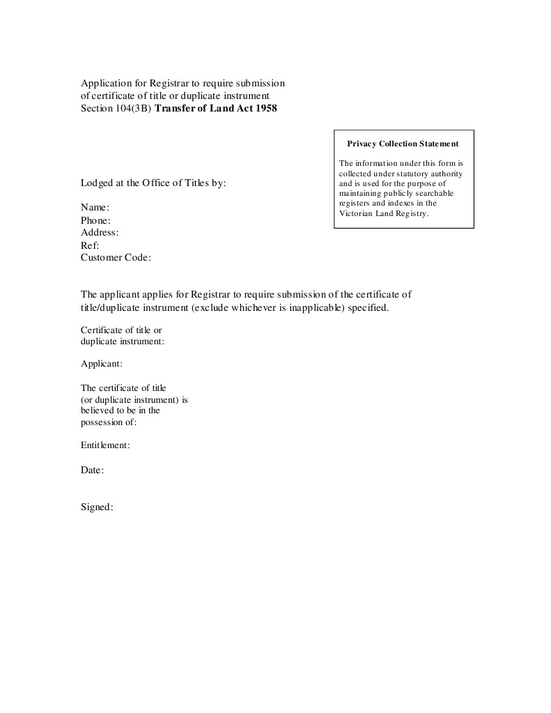 Title Submission Application Form | PDF | Government Information ...