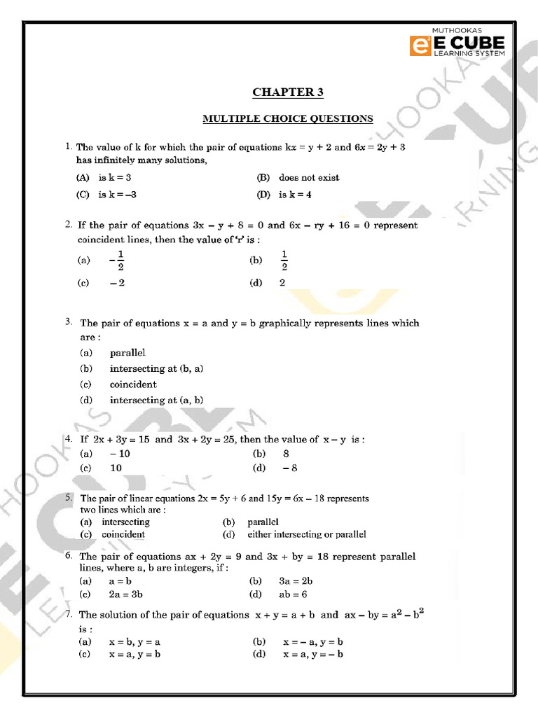 10C MATHS CH 3 (2025) | PDF