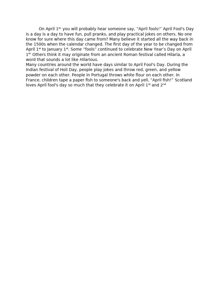 April Fools Day | PDF