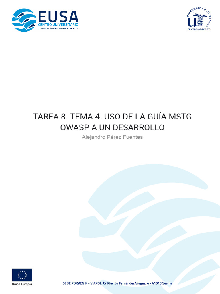 TAREA 8. TEMA 4. USO DE LA GUÍA MSTG OWASP A UN DESARROLLO | PDF ...