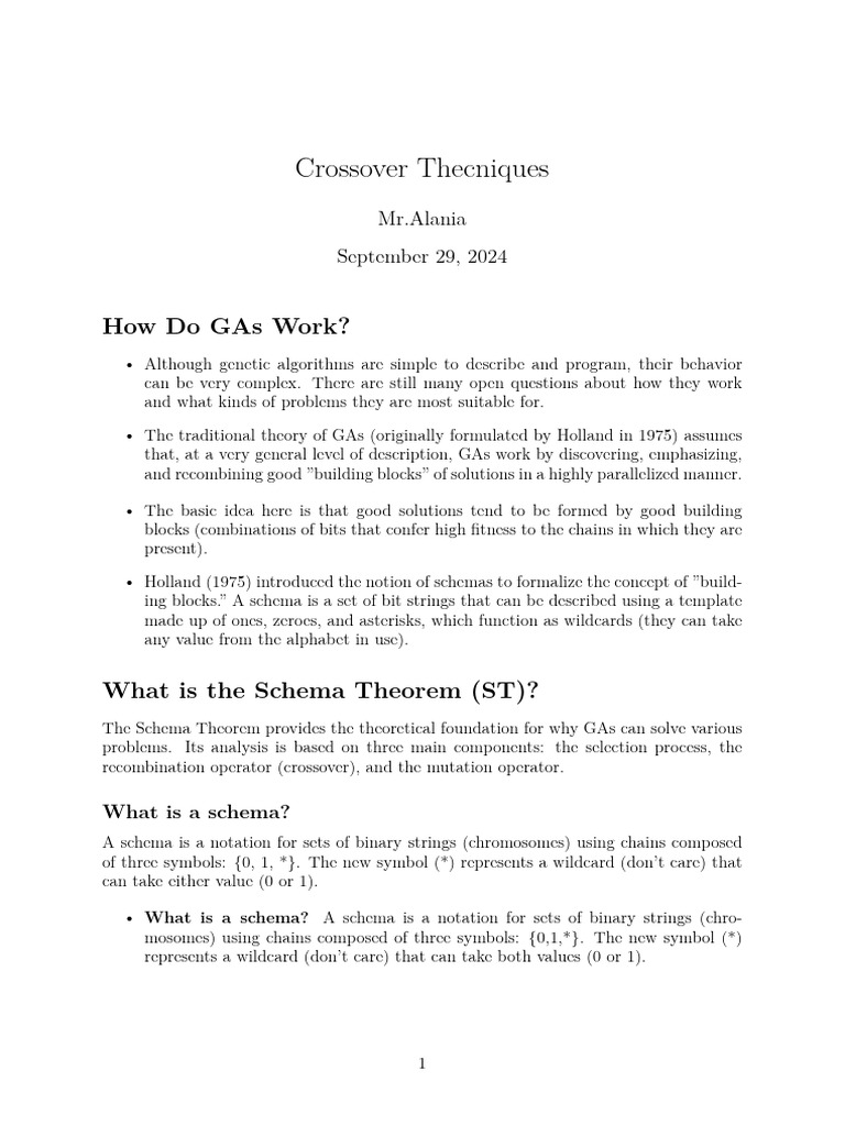 Crossover_thecniques | PDF | Genetic Algorithm | Applied Mathematics
