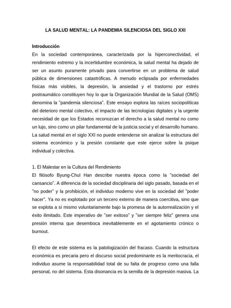 La Salud Mental | PDF | Salud mental | Mente