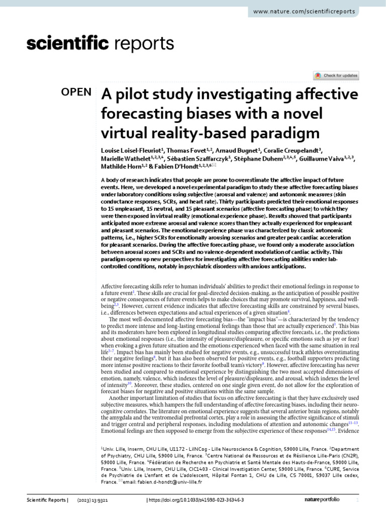 A Pilot Study Investigating Affective | PDF | Affect (Psychology ...