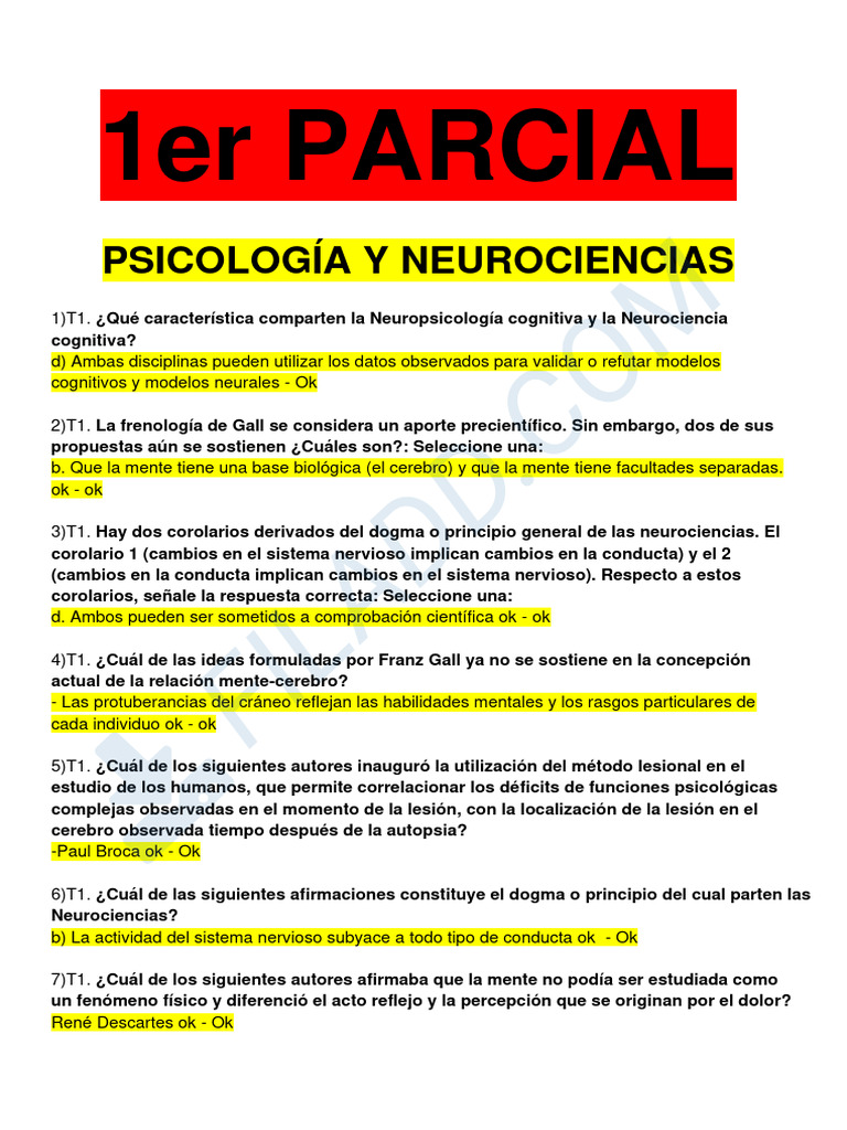 1er y 2do Parcial - Todas en Orden | PDF | Sinapsis | Neurona