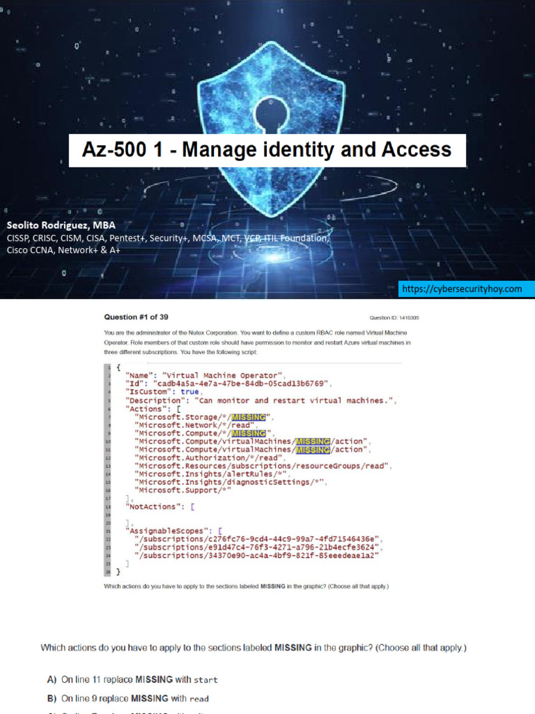 Az 500 1 Manage Identity and Access Updated 1-23-22 | PDF