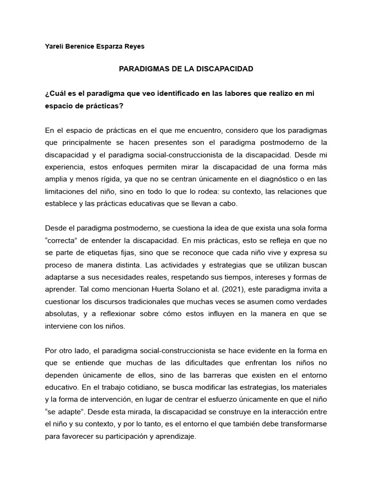 Paradigmas de La Discapacidad Y.B.E.R | PDF | Invalidez | Paradigma