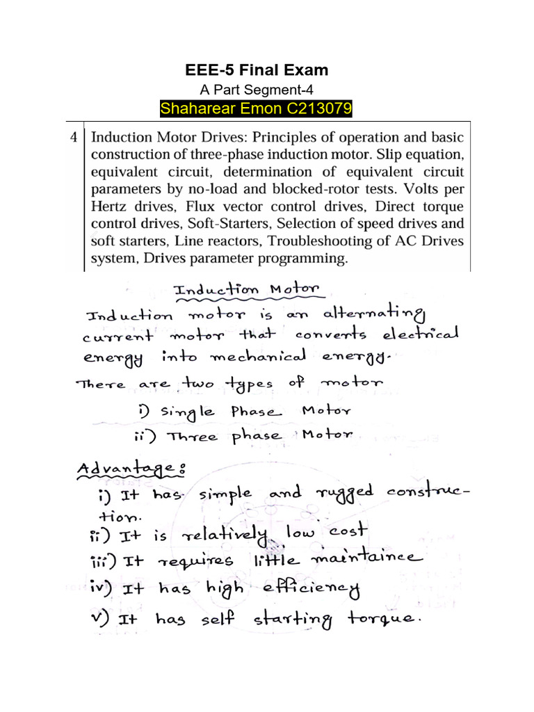 EEE Final Segment-4 2025 | PDF | Electric Motor | Electrical Equipment