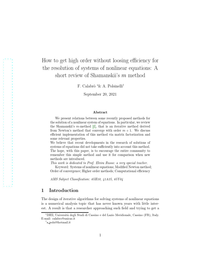 Systems of Nonlinear Equations | PDF | Mathematics | Computational Science
