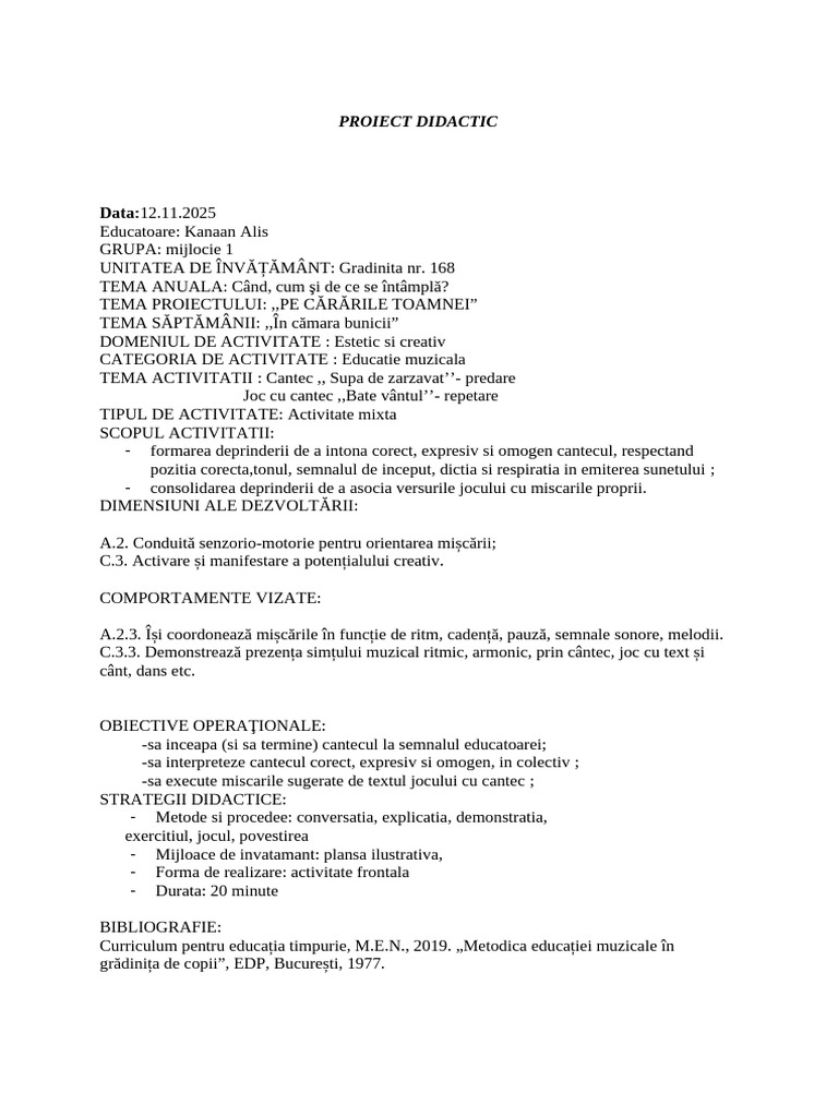 DEC Predare Cântec Supa-De-Zarzavat Dec | PDF
