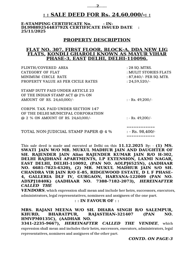 Sale Deed | PDF | Deed | Common Law