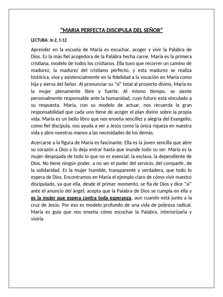 Maria Perfecta Discipula Del Señor | PDF
