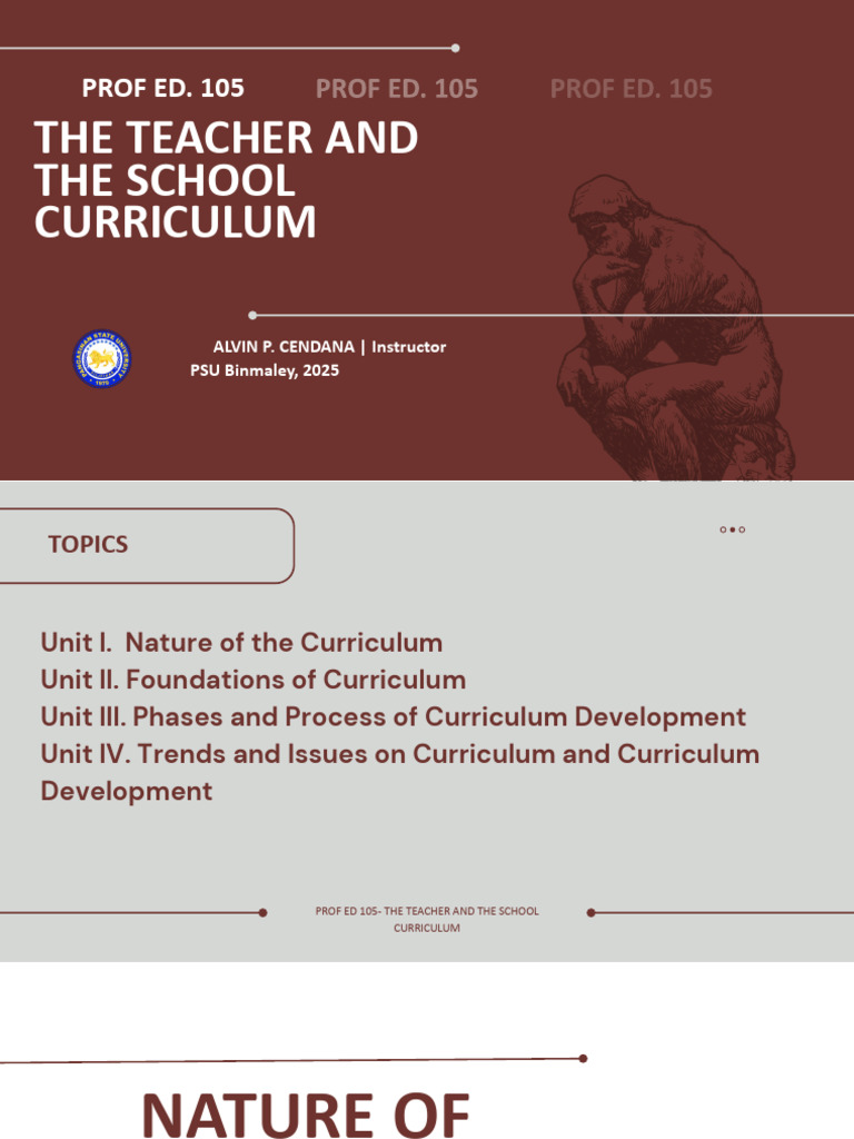 Unit 1 Nature of Curriculum (1) | PDF | Curriculum | Teachers