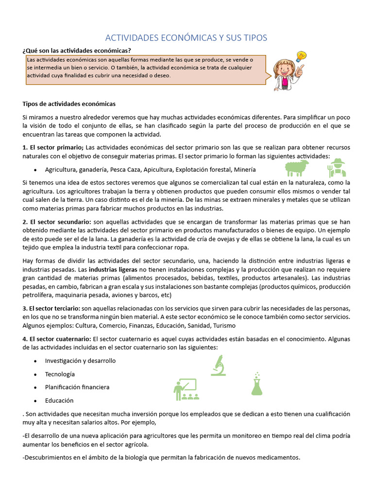 Actividades Económicas y Sus Tipos | PDF | Agricultura | Materia prima