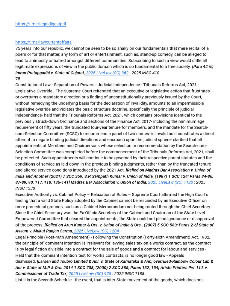 Constitutional Law SC Annual Digest 2025 | PDF | Arbitration | Jurisdiction