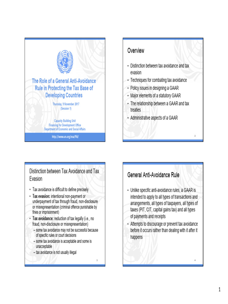 General Anti-Avoidance Rules - UN | PDF | Tax Avoidance | Taxes