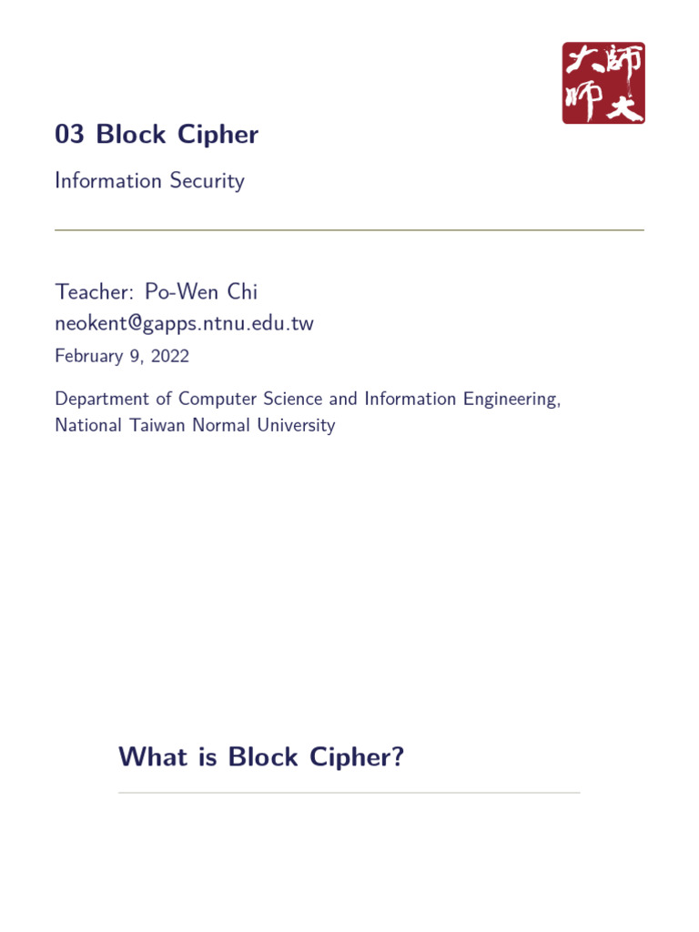 03 Block Cipher | PDF | Military Communications | Espionage Techniques