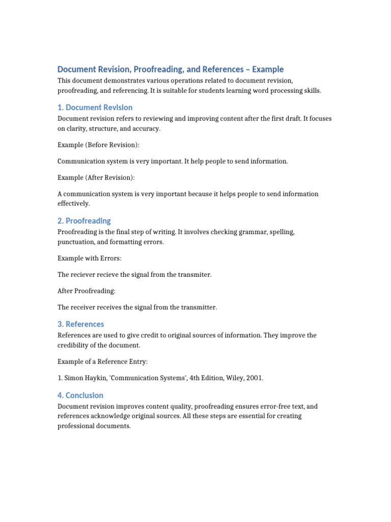 Document Revision Proofreading References | PDF