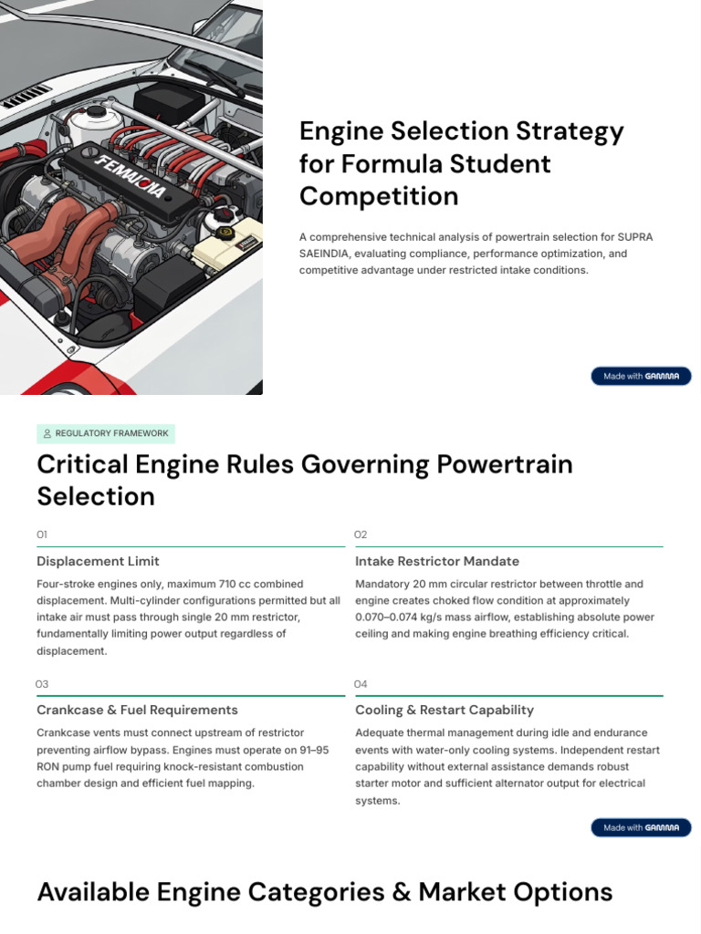 Engine Selection Strategy For Formula Student Competition | PDF ...