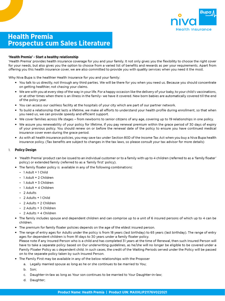 Health Premia Prospectus | PDF | Insurance | Hospital
