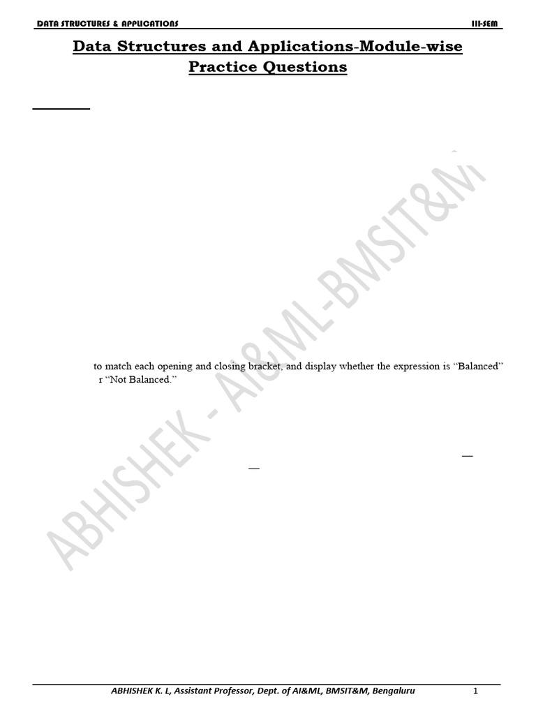 DSA Modulewise Question Bank | PDF | Queue (Abstract Data Type) | Graph ...