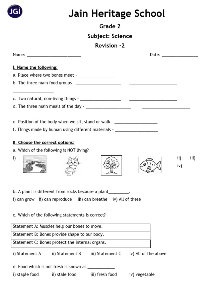 Grade 2-Science - II UT - Revision 2 | PDF