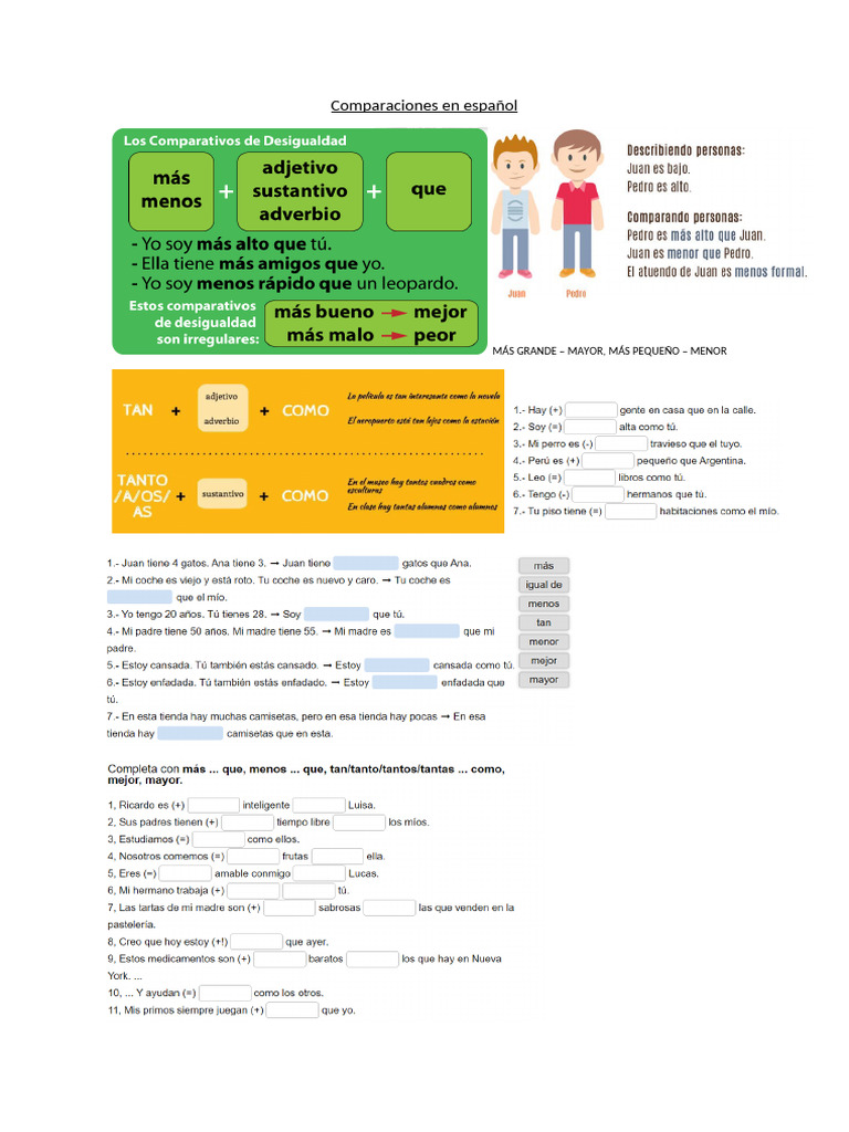 Comparaciones en Español | PDF
