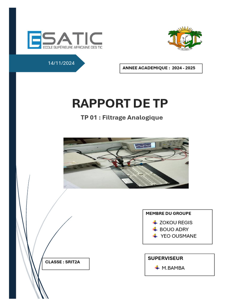 Rapport TP 01 | PDF | Filtre (électronique) | Électrotechnique