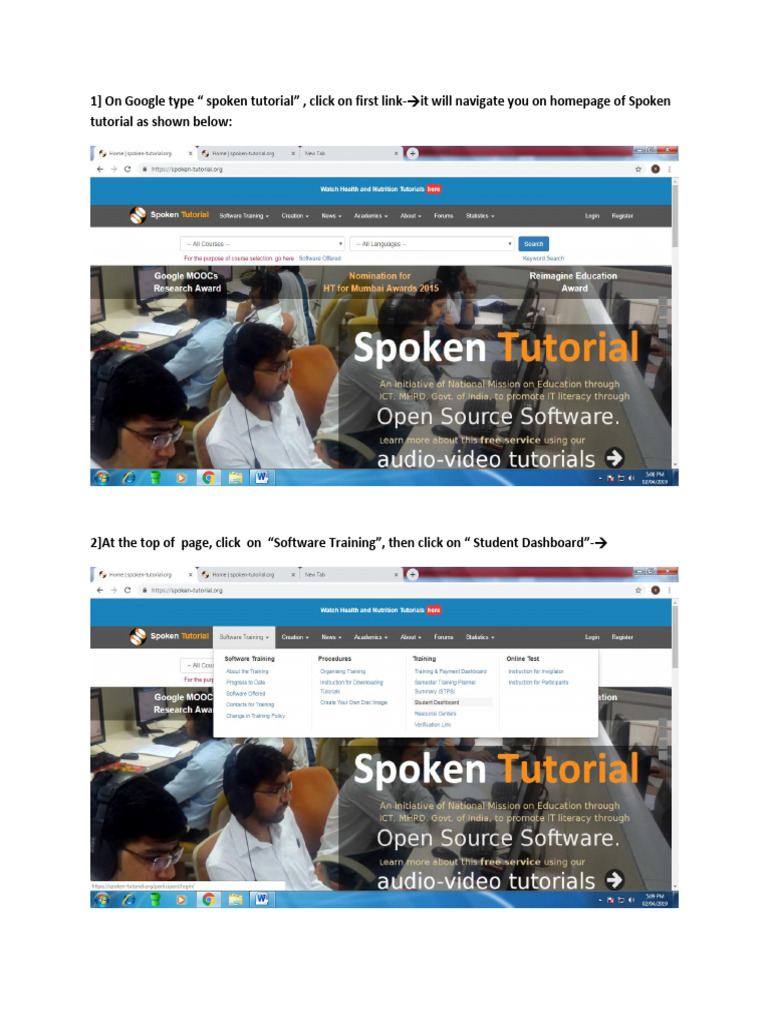 Instructions For Participants For Taking Spoken Tutorial Test | PDF